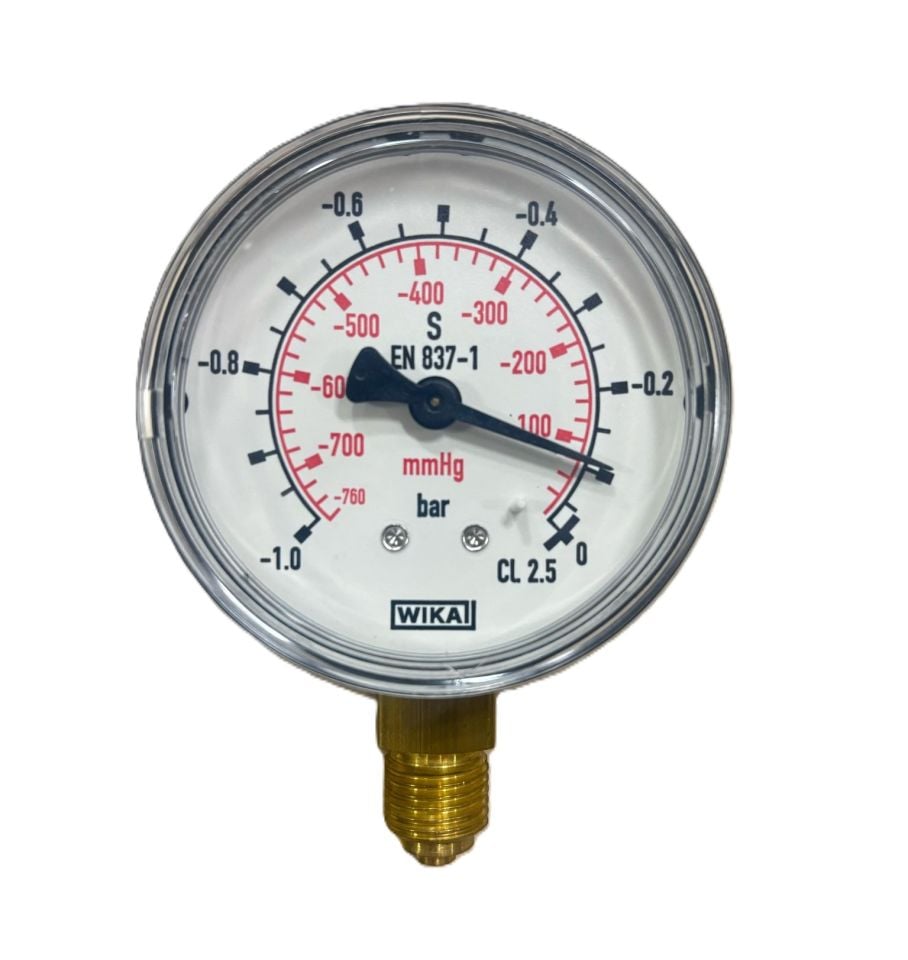 WIKA 111.10.063 Alt Bağlantılı Vakummetre Ø63mm -1 Bar CL 2,5