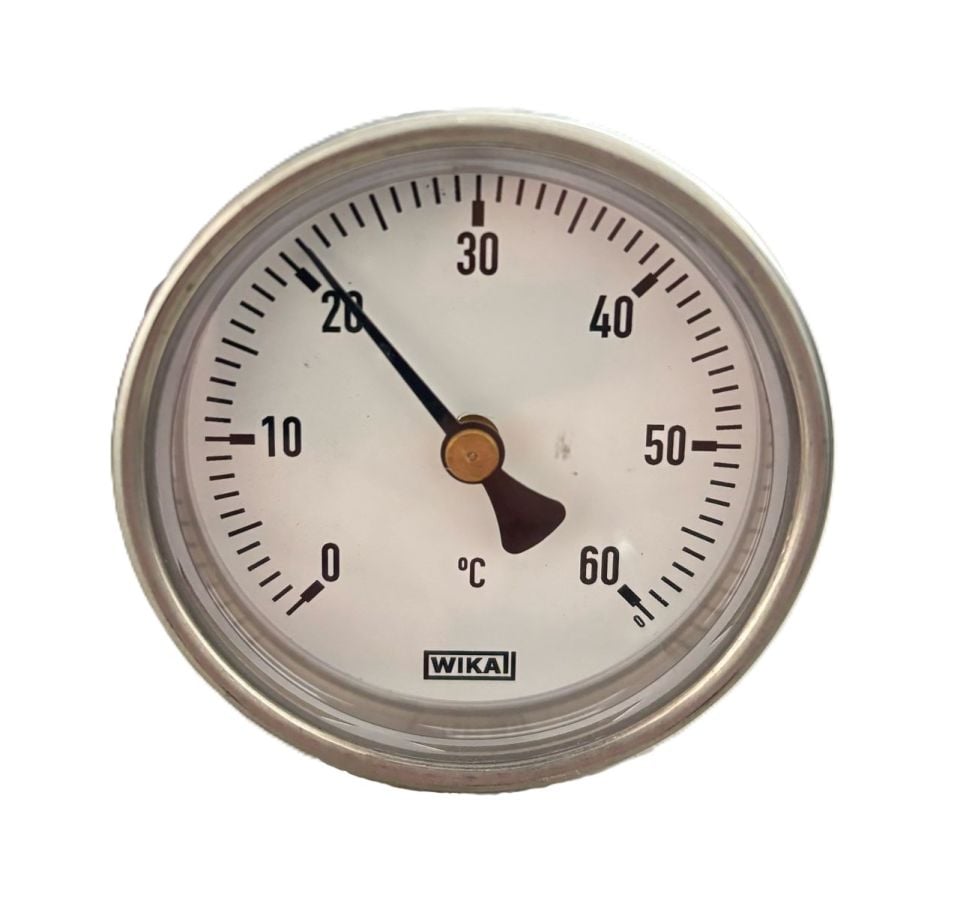 WIKA Arka Bağlantılı Bi-Metal Termometre Ø63mm 0-60°C 5cm CL 2,0 Paslanmaz Çelik BSP 1/2