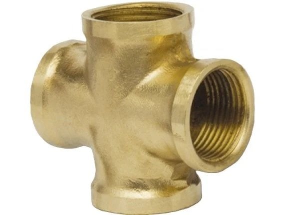 Sarı Pirinç Dört Yollu Kruva 1/2''