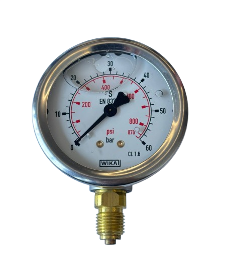 Wika 213.53.063 Alt Bağlantılı Gliserinli Manometre Ø63 mm 60 Bar 1/4'' CL 1,6