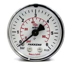 Pakkens Arka Bağlantılı Kuru Tip Manometre Ø40 mm 6 Bar 1/8''