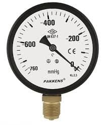 Pakkens Bottom Connection Dry Type Vacuum Gauge Ø100 mm -1/0 Bar 1/2