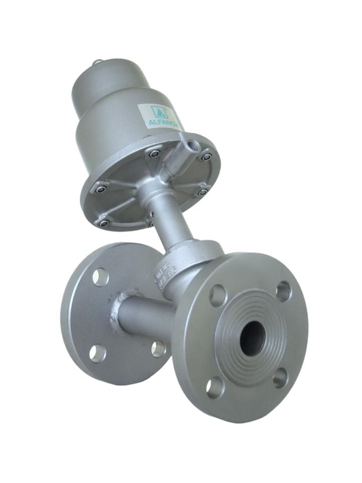 ALFANOX 301 Serisi Paslanmaz Y Tip Pnömatik On-Off Vana Flanşlı Ø80 DN40