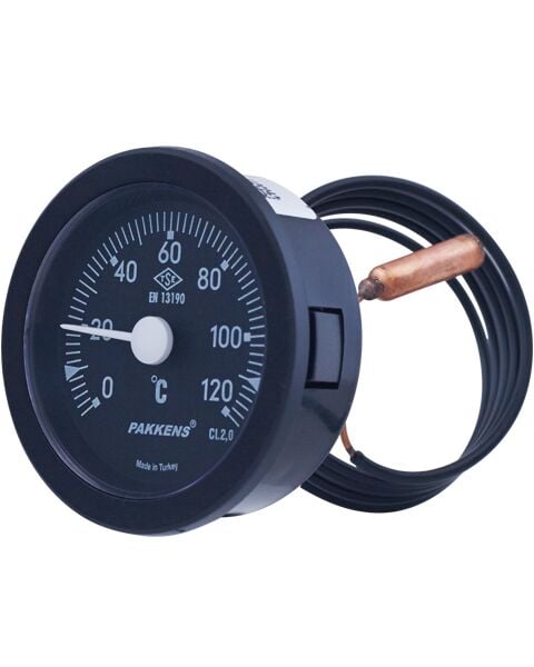 Pakkens Arka Bağlantılı Gazlı Termometre Ø40mm 120°C 100cm CL 2,0