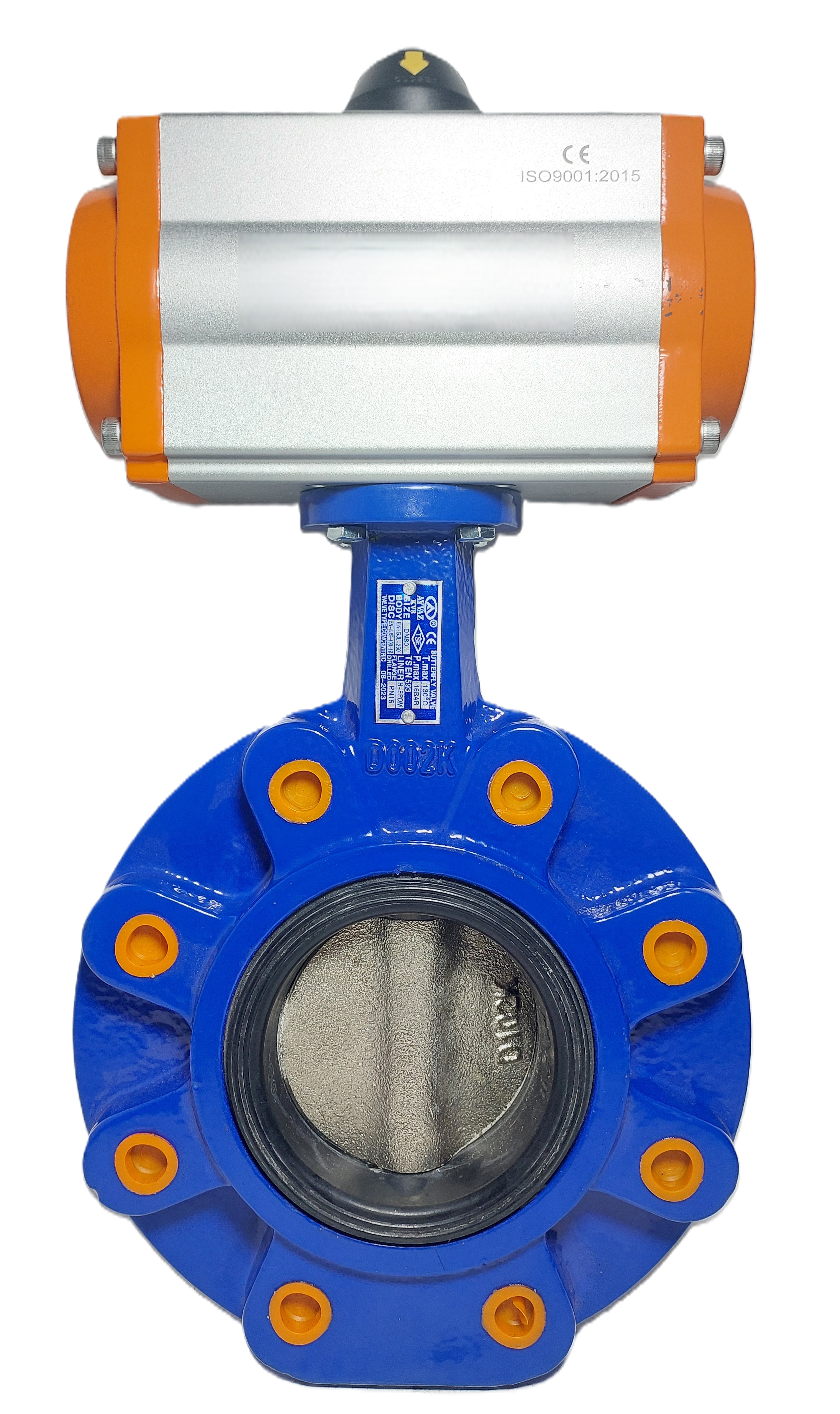 Ayvaz KV-8 Бътерфлай клапа с пневматичен актуатор DN80