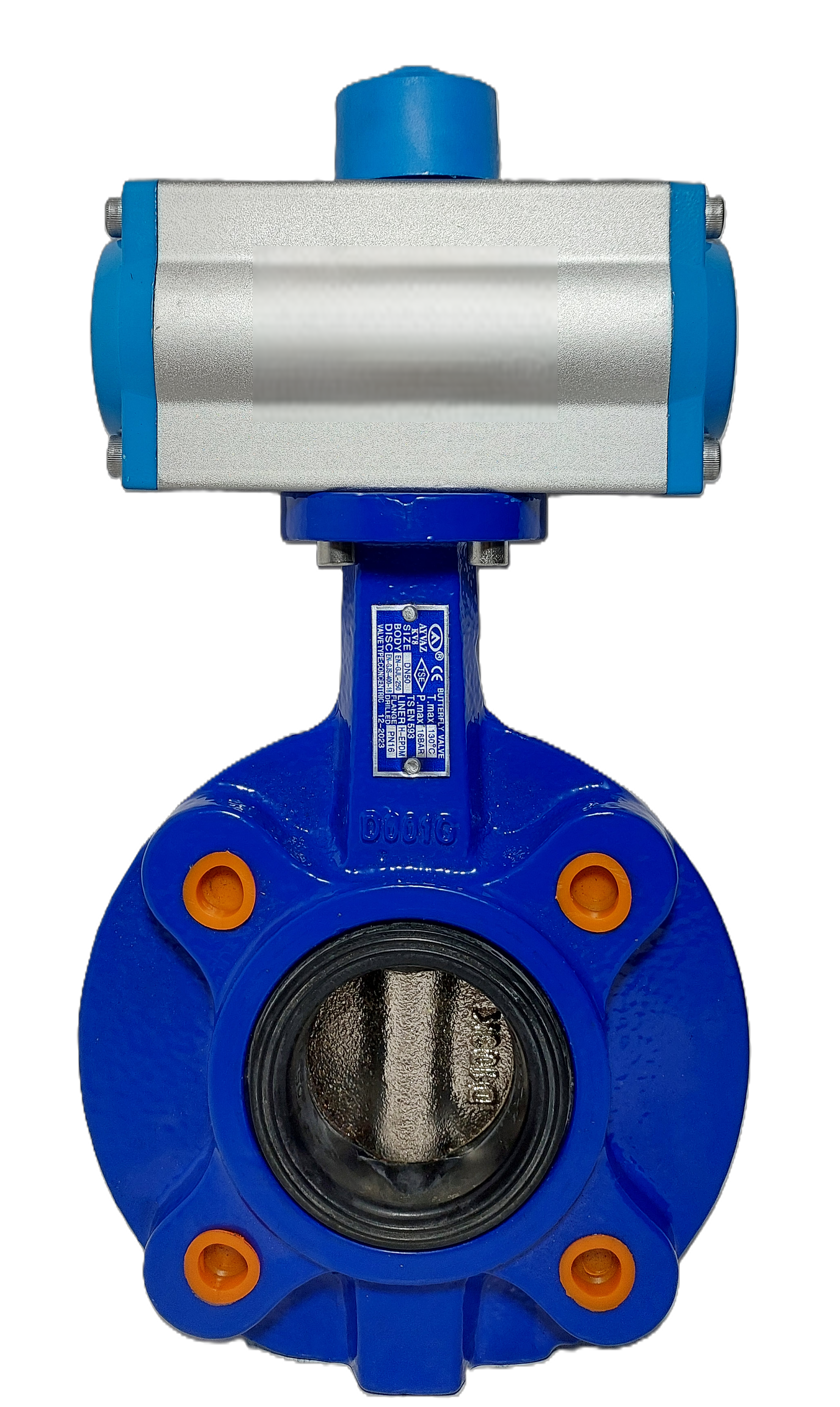 Pnömatik Aktüatörlü Ayvaz KV-8 Kelebek Vana DN125 PN16