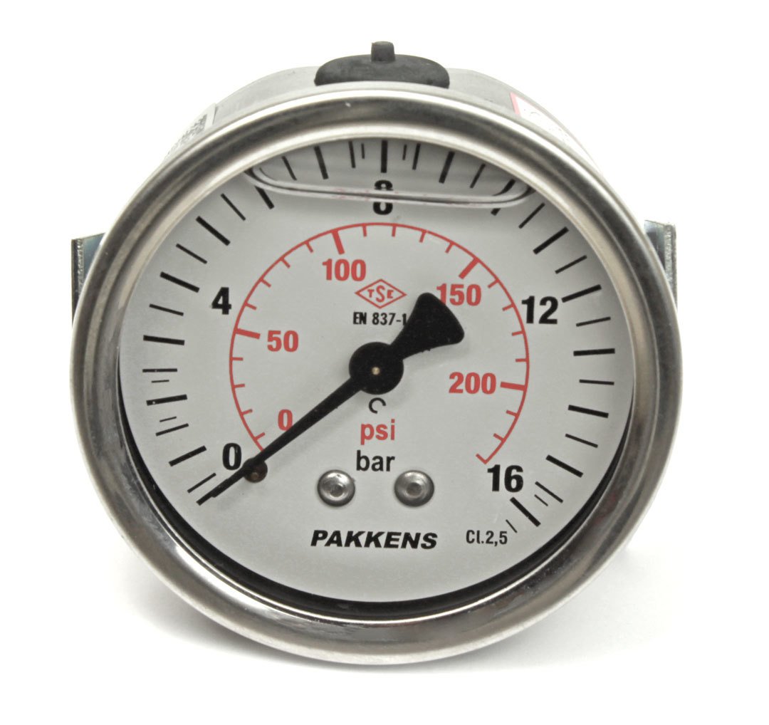 PAKKENS Arka Bağlantı Gliserinli Manometre Ø63 mm 16 Bar