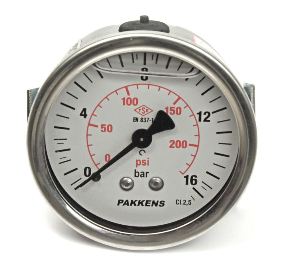 PAKKENS Arka Bağlantı Gliserinli Manometre Ø63 mm 16 Bar