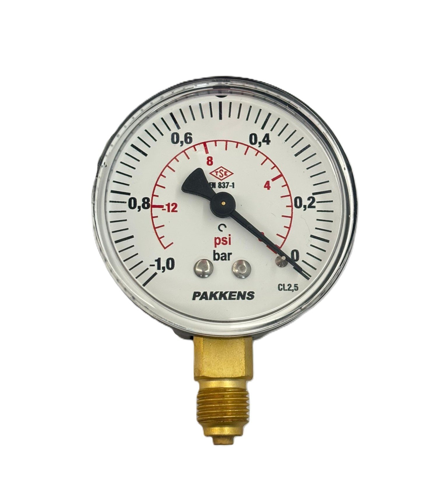 Pakkens Alt Bağlantılı Manovakummetre Ø63 mm -1/0 Bar 1/4''
