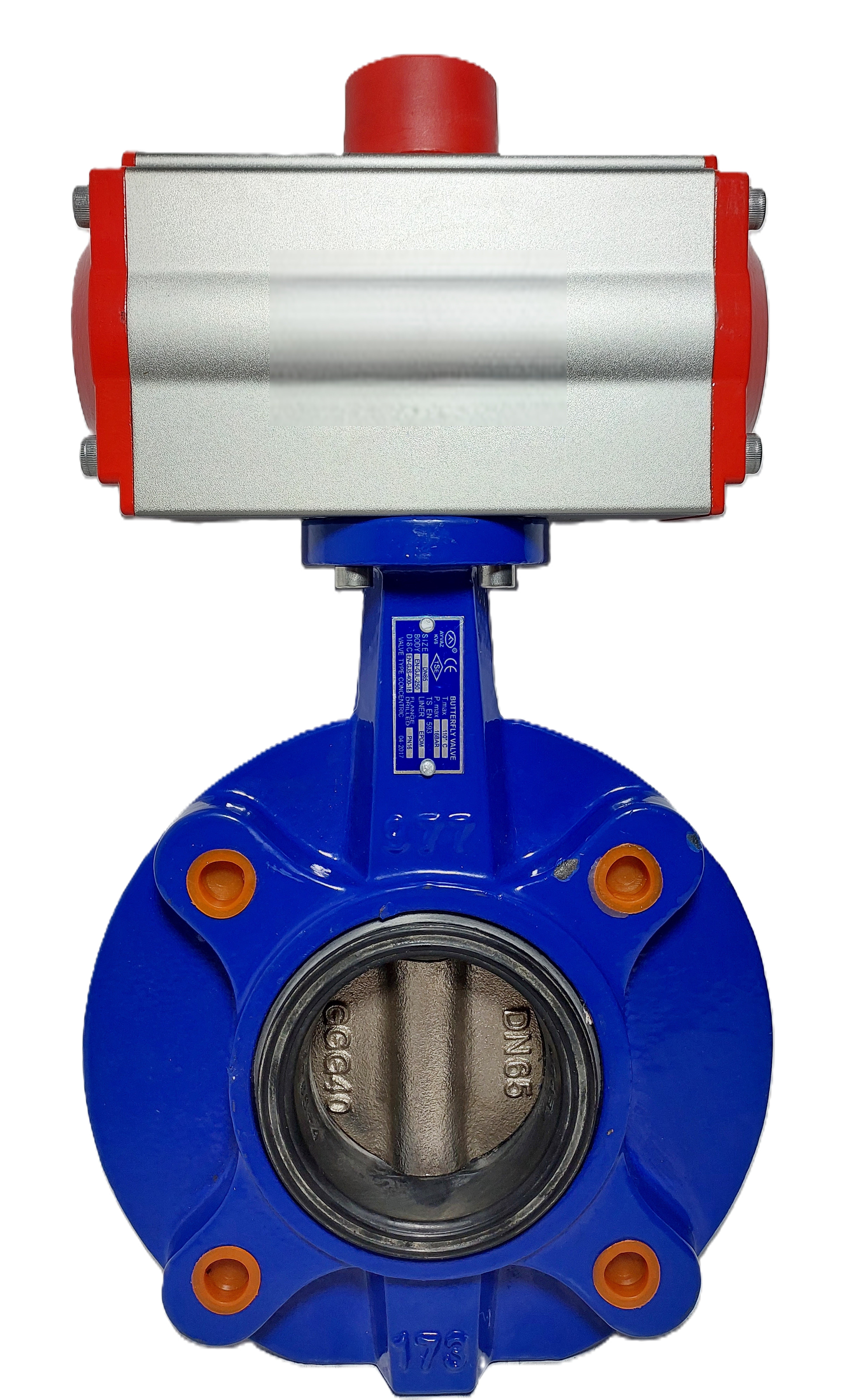 Ayvaz KV-8 Pnömatik Aktüatörlü Kelebek Vana DN65