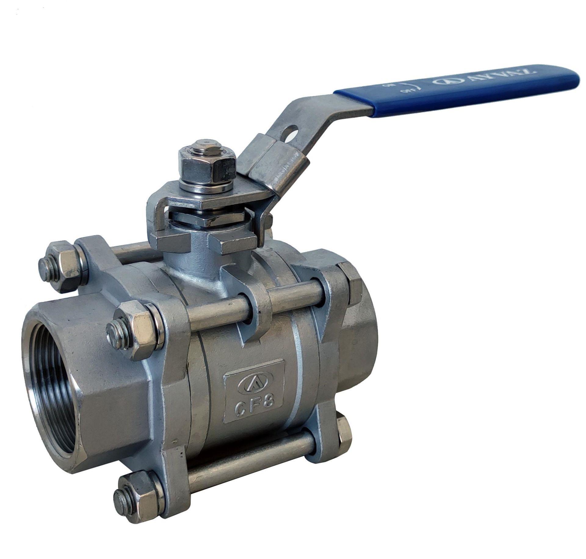 AYVAZ V-3T Stainless Three Piece Ball Valve 1''