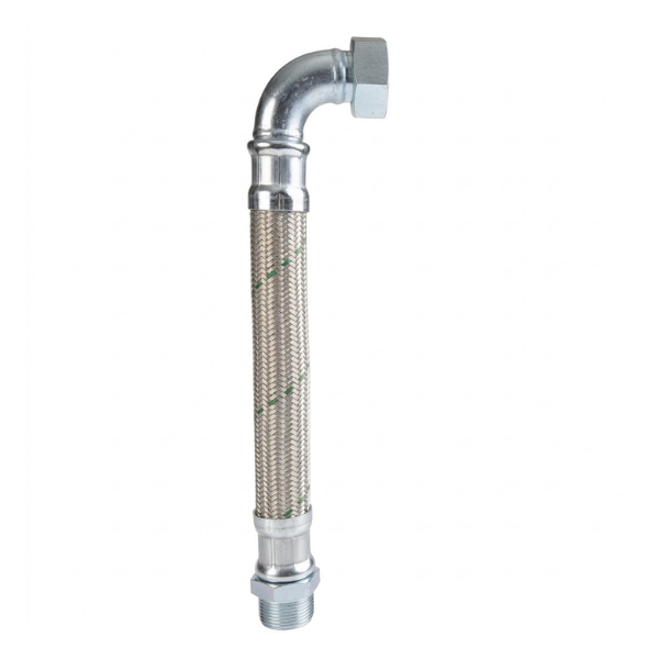 Paslanmaz Örgülü Dirsekli Flex Hortum 2'' - L:1000 mm