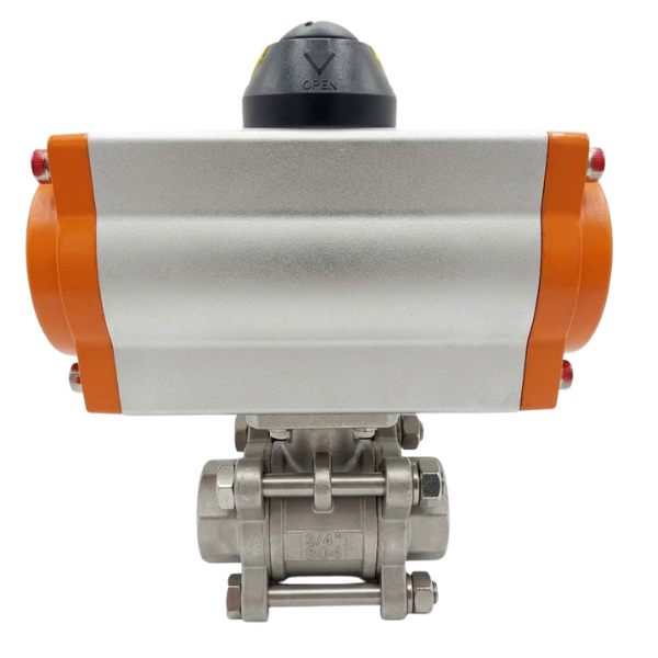 Pnömatik Aktüatörlü 3 Parçalı Paslanmaz Küresel Vana PN63 3/4''﻿
