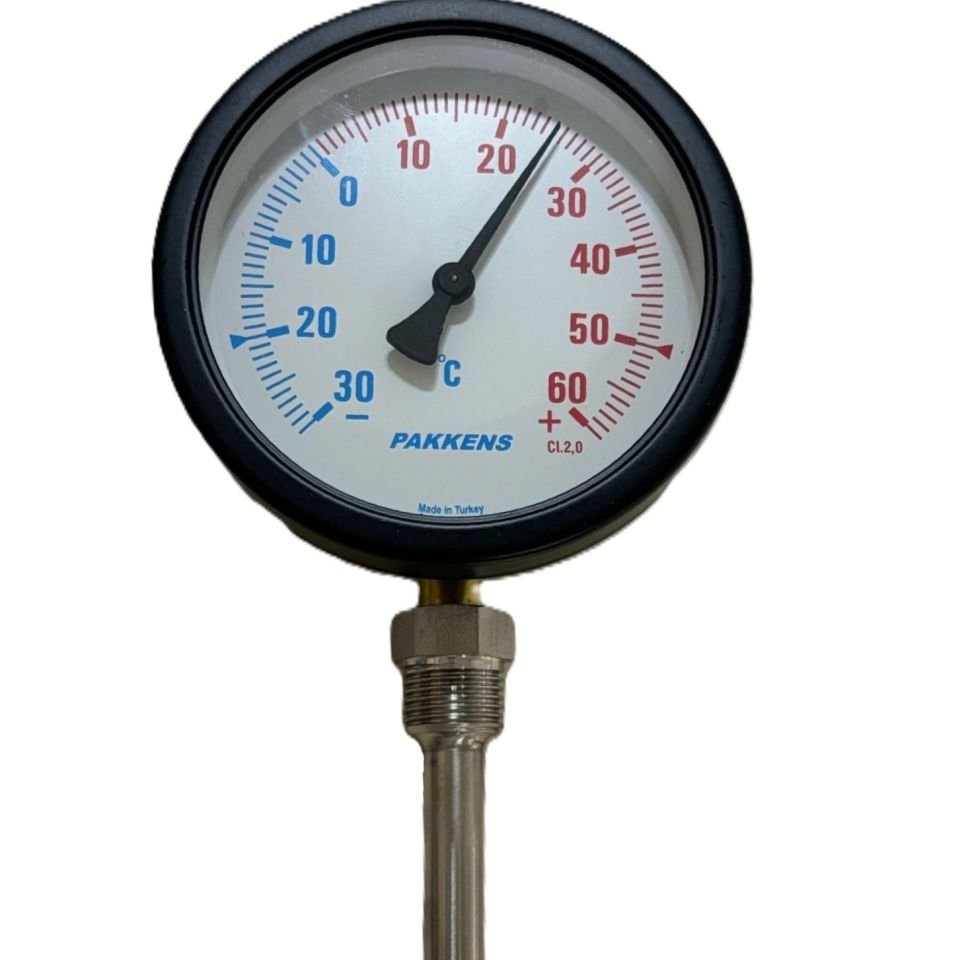 Pakkens Alt Bağlantılı Termometre Ø100mm -30+60°C 15cm 1/2'' CL 2,0