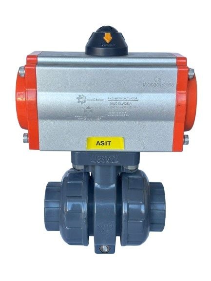 U-PVC Pnömatik Aktüatörlü Küresel Vana Dişli Ø40 mm