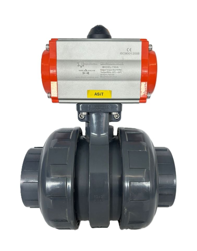 U-Pvc Pneumatic Actuated Threaded Ball Valve Ø90 mm