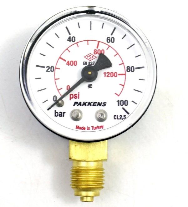 Pakkens Alt Bağlantılı Kuru Tip Manometre Ø63 mm 100 Bar 1/4''