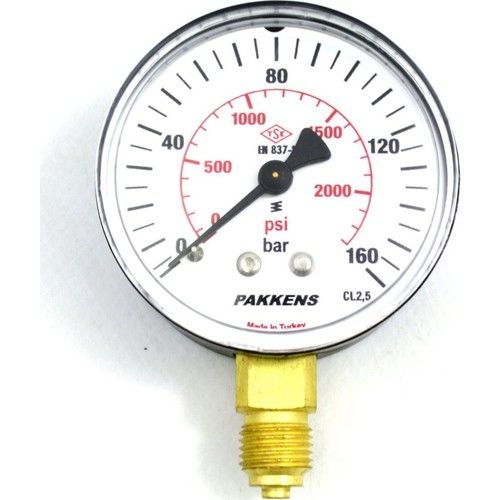 Pakkens Alt Bağlantılı Manometre Ø63 mm 0-160 Bar 1/4''