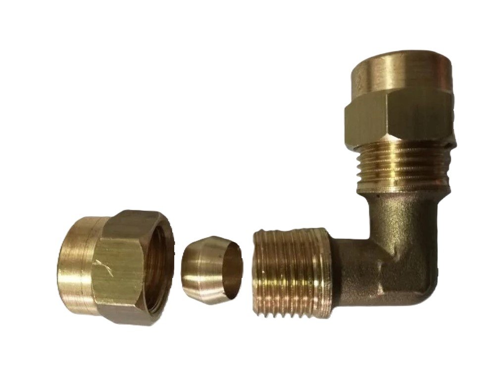 Sarı Pirinç Çift Tarafı Yüksüklü Dirsek 6mm