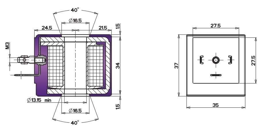Solenoid Valve Coil 24V DC 17W TP4