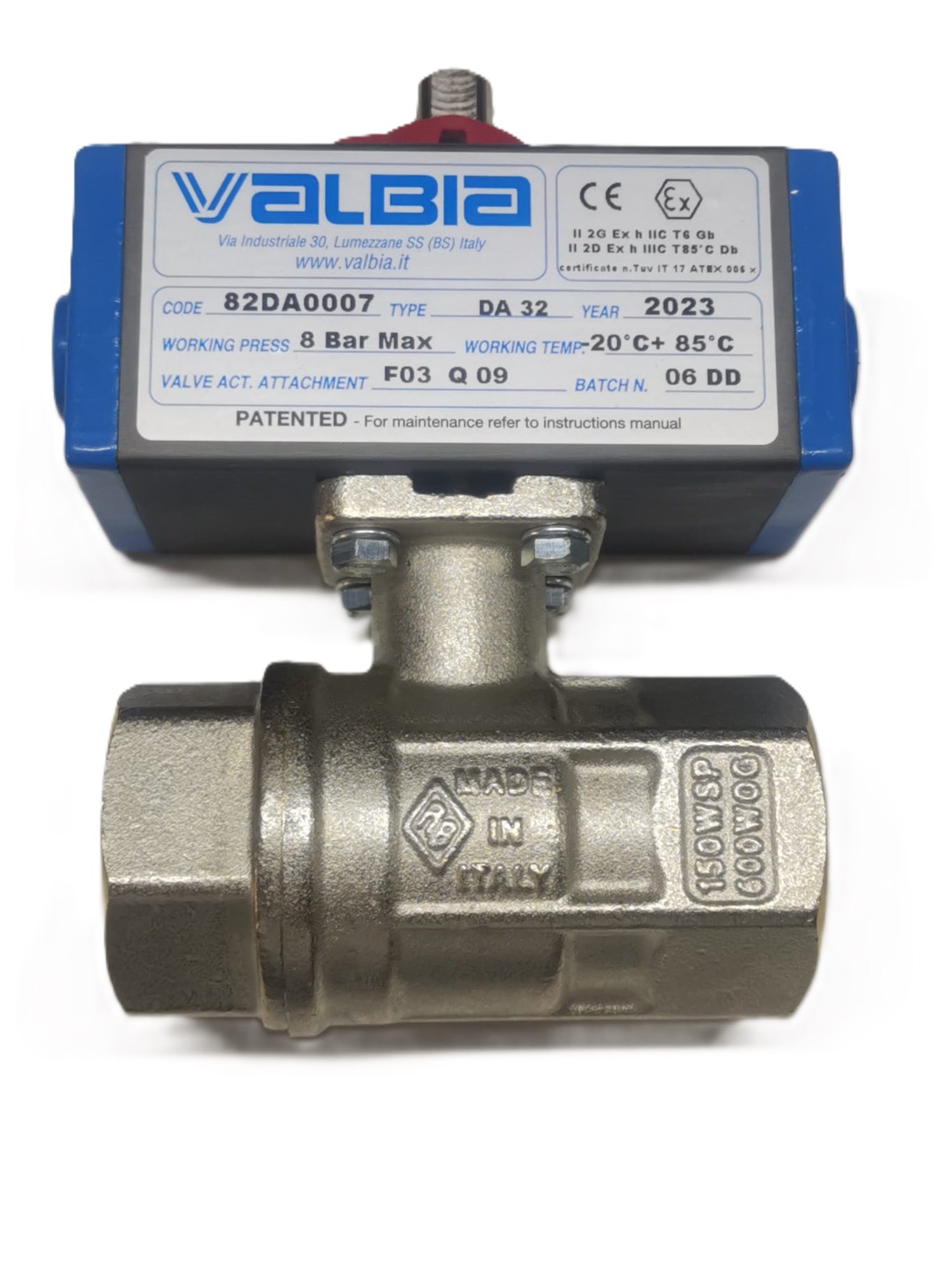 Valbia 8P01590006 Aktüatörlü Pirinç Küresel Vana 1'' PN40