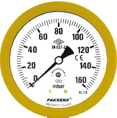 Pakkens Arka Bağlantılı Kapsül Diyaframlı Manometre Ø100 mm 160 MBar﻿ 1/4''