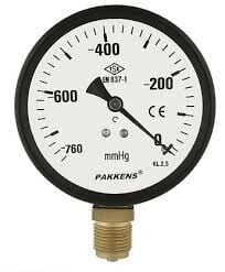Pakkens Alt Bağlantılı Manovakummetre Ø100 mm -760/0 mmHg 1/2''