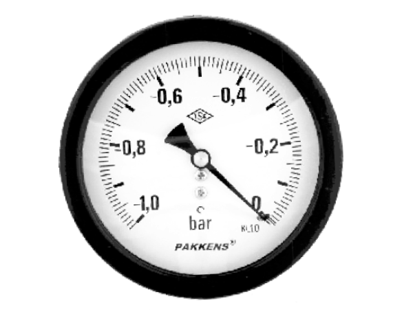 Pakkens Arka Bağlantılı Kuru Tip Manovakummetre Ø100 mm -760/0 mmHg 1/2''