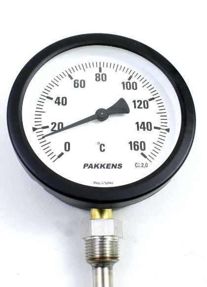 PAKKENS Долно Монтиран Термометър Ø100mm 160°C 10cm 1/2'' CL 2,0