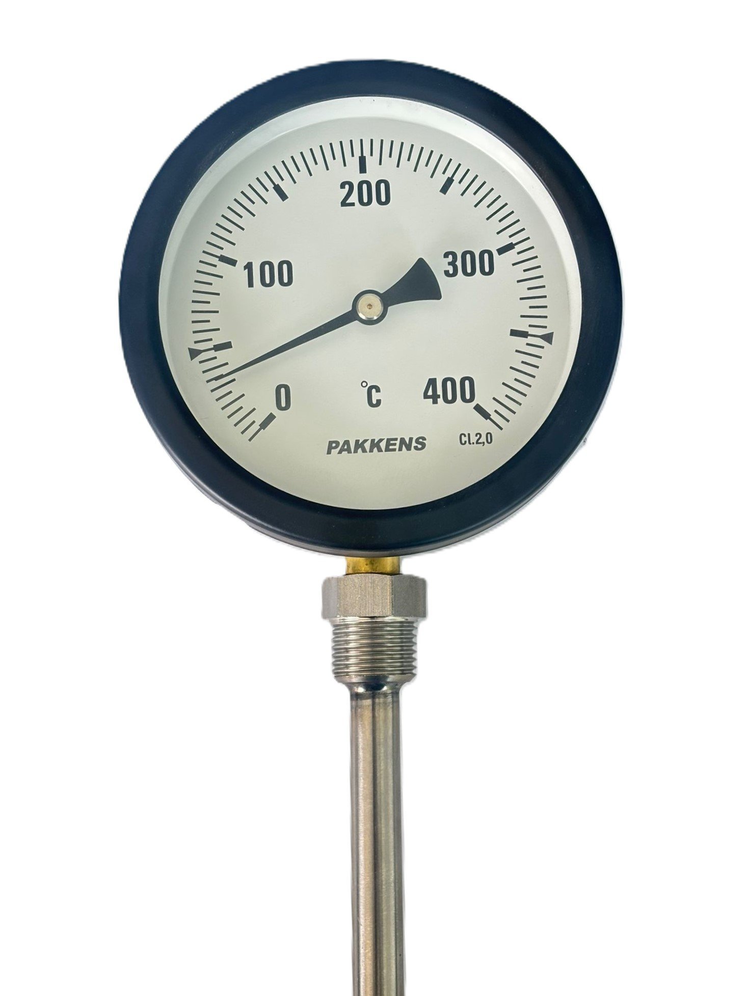 Pakkens Alt Bağlantılı Termometre Ø100mm 400°C 10cm 1/2'' CL 2,0