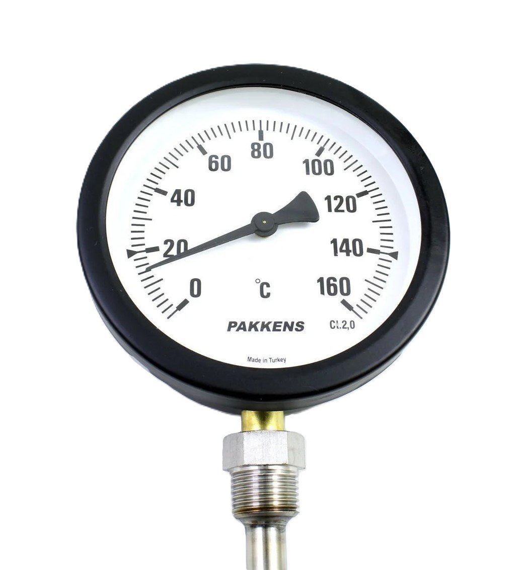 Pakkens Bottom Connection Thermometer Ø100mm 160°C 15cm 1/2'' CL 2.0
