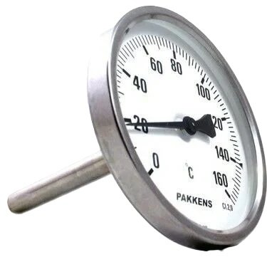 PAKKENS Bimetal Thermometer Back Connection Ø100mm 350°C 25cm