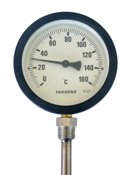 Термометър за долна връзка Pakkens Ø100mm 160°C 20cm 1/2'' CL 2.0