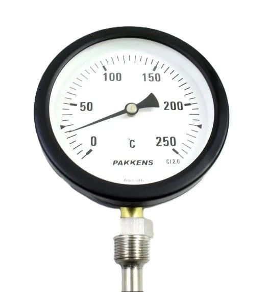 PAKKENS Alt Bağlantılı Termometre Ø100mm 250°C