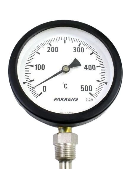 PAKKENS Alt Bağlantılı Termometre Ø100mm 500°C 20cm