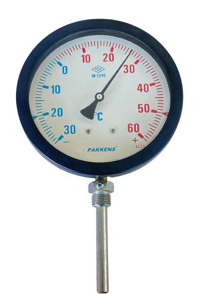 Pakkens Alt Bağlantılı Termometre Ø100mm -30 +60°C 30cm 1/2'' CL 2,0