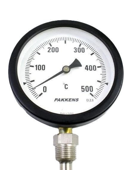 PAKKENS Alt Bağlantılı Termometre Ø100mm 400°C 30cm 1/2''