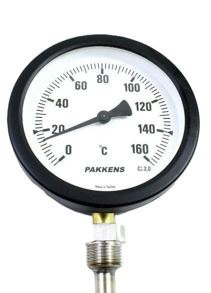 Pakkens Alt Bağlantılı Termometre Ø100mm 160°C 40cm 1/2''