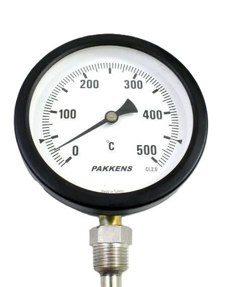 PAKKENS Bottom Connection Thermometer Ø100mm - 500°C - 50cm - 1/2