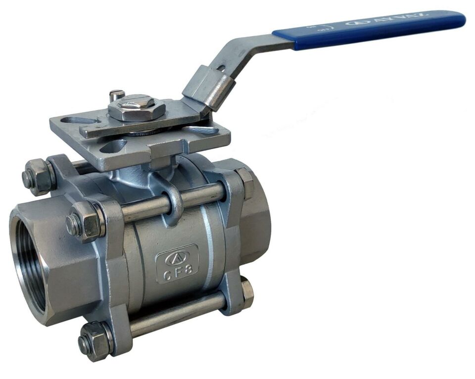 AYVAZ V-3TP 3P Paslanmaz Küresel Vana AISI 304 1/2''