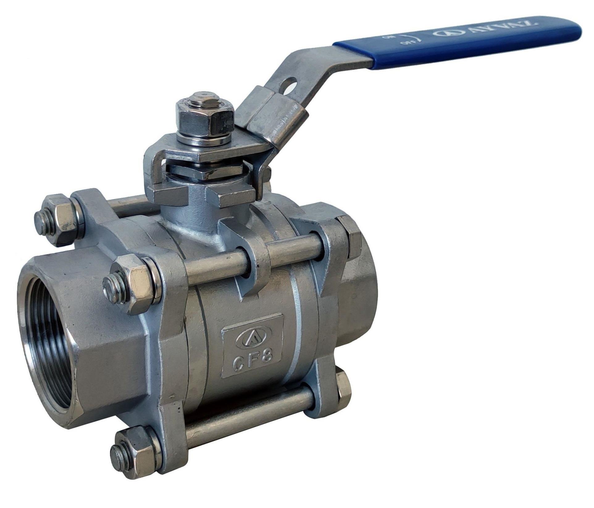 AYVAZ V-3T Üç Parçalı Paslanmaz Küresel Vana 4'' PN63 AISI316