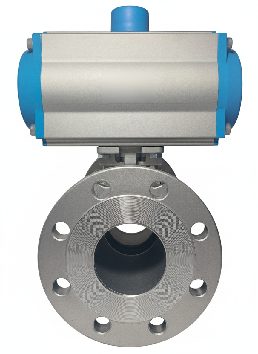 Pnömatik Aktüatörlü Paslanmaz Küresel Vana PN40 DN80
