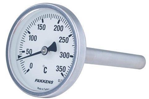 Pakkens Arka Bağlantılı Bi-Metal Termometre Ø63mm 500°C 20cm CL 2,0