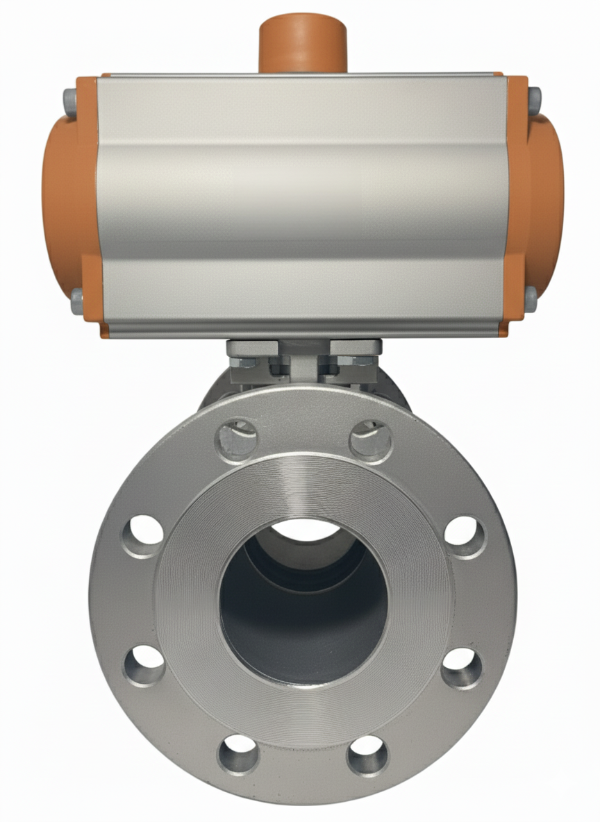 Çift Etkili Pnömatik Aktüatörlü Paslanmaz Küresel Vana PN40 DN25