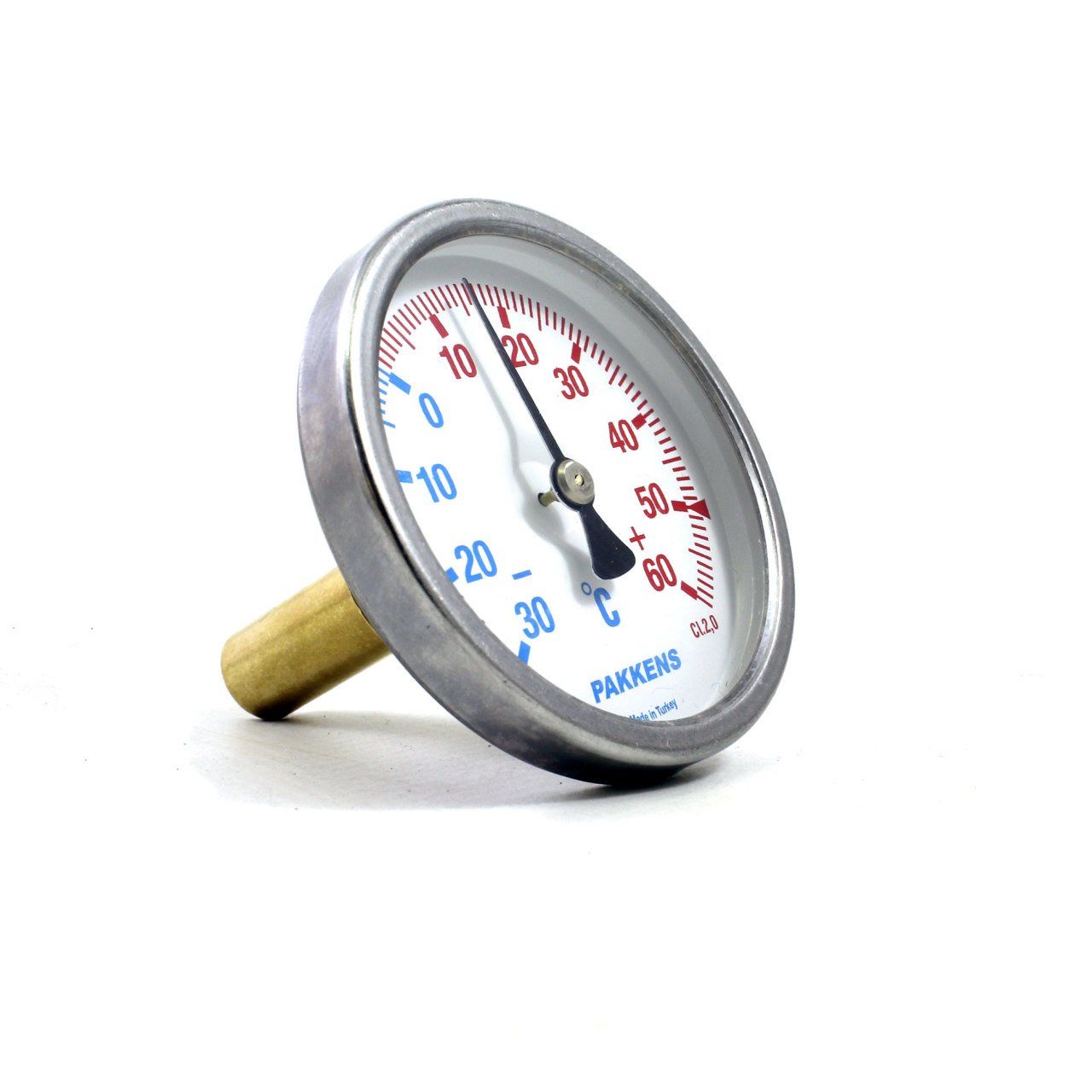 Pakkens Arka Bağlantılı Bi-Metal Termometre Ø63mm -30+60°C 1/2'' 25cm CL 2,0