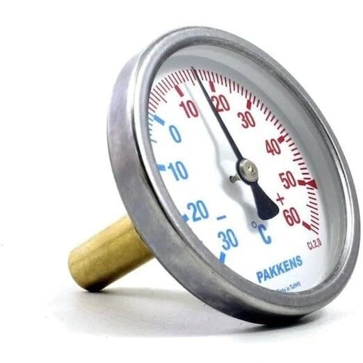 Pakkens Arka Bağlantılı Bi-Metal Termometre Ø100mm -30+60°C 40cm 1/2'' CL 2,0