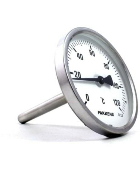 Pakkens Arka Bağlantılı Bi-Metal Termometre Ø100mm 120°C 70cm 1/2'' CL 2,0