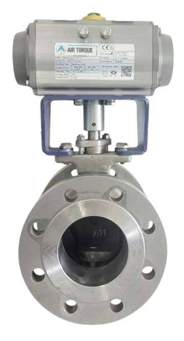 Пневматичен пропорционален контролен клапан Сегментен сферичен кран PN16 DN80