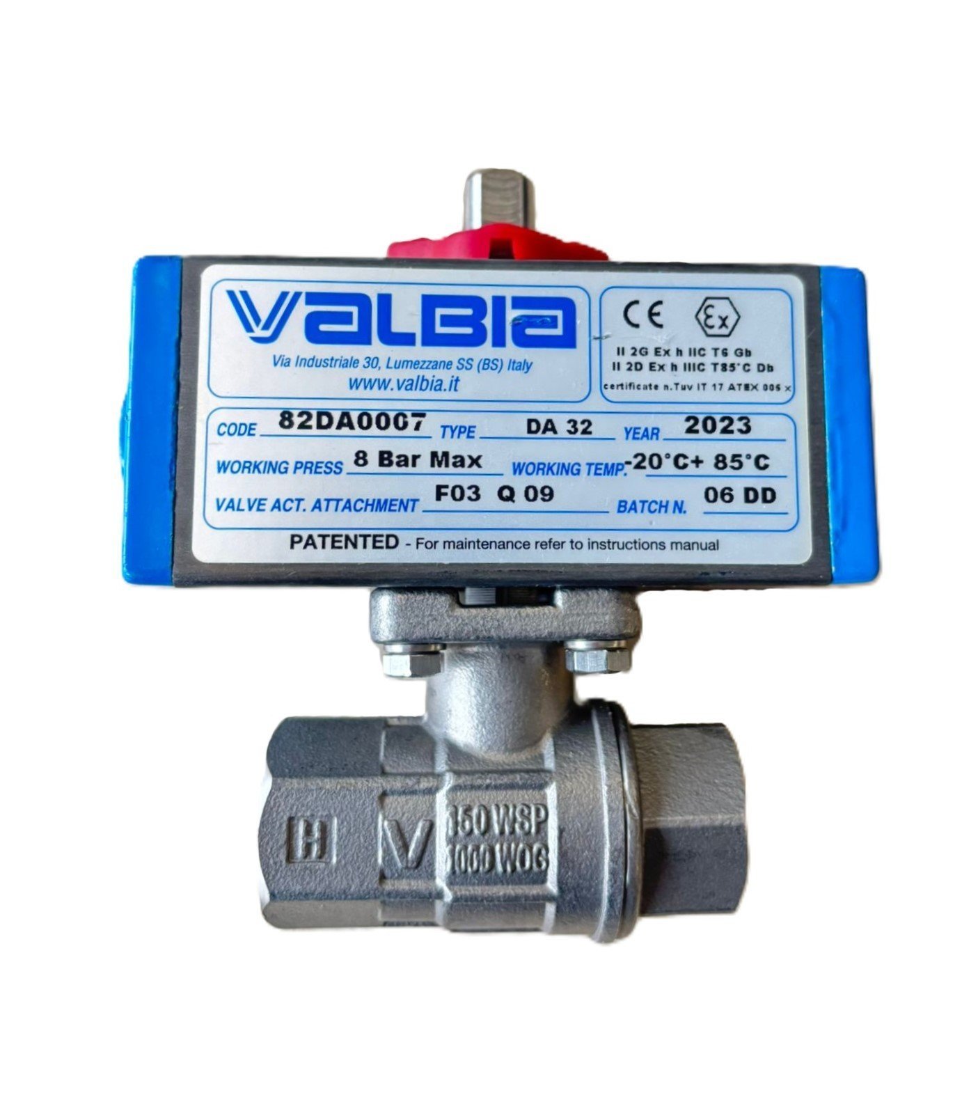 VALBIA 8P00030004  Aktüatörlü Paslanmaz Küresel Vana 1/2''