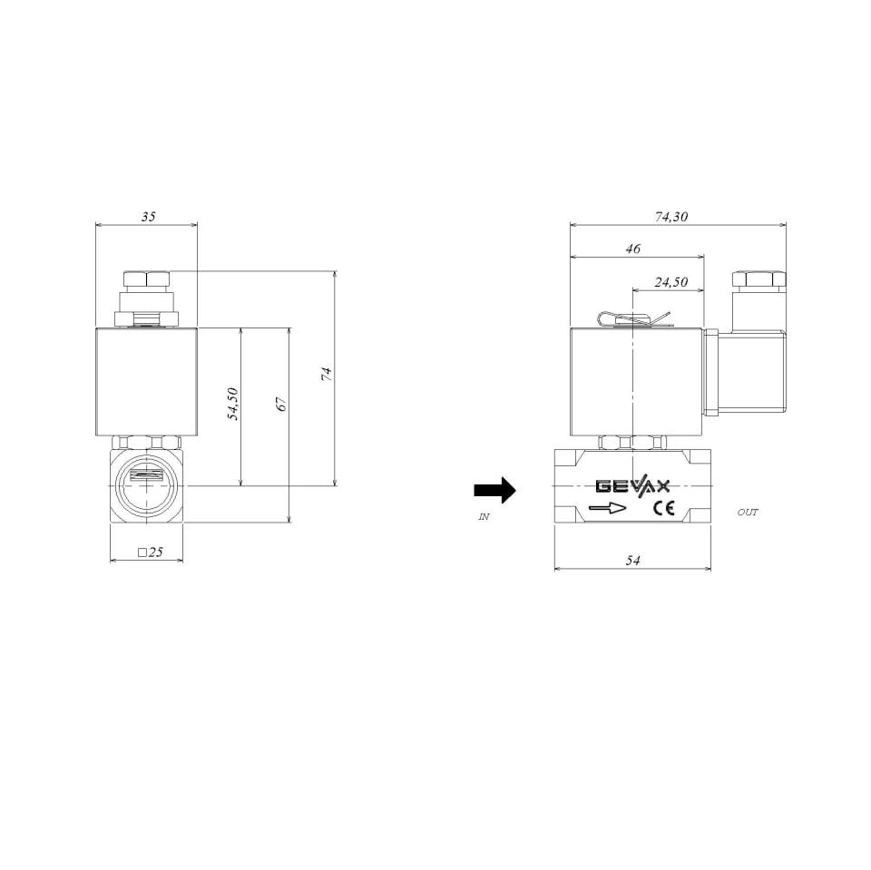 GEVAX 1901-KDND006-050-G24DC Solenoid Valf 1/2''